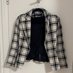 Central Park West Black and White Plaid Blazer